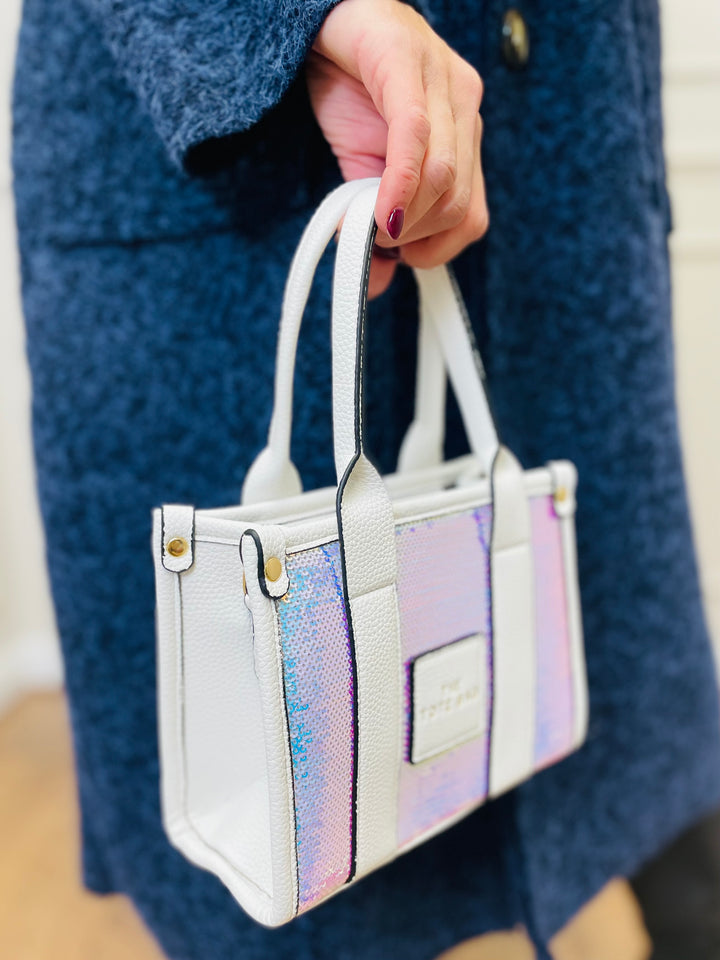 No.79 Mini Sequin Tote Bag-White