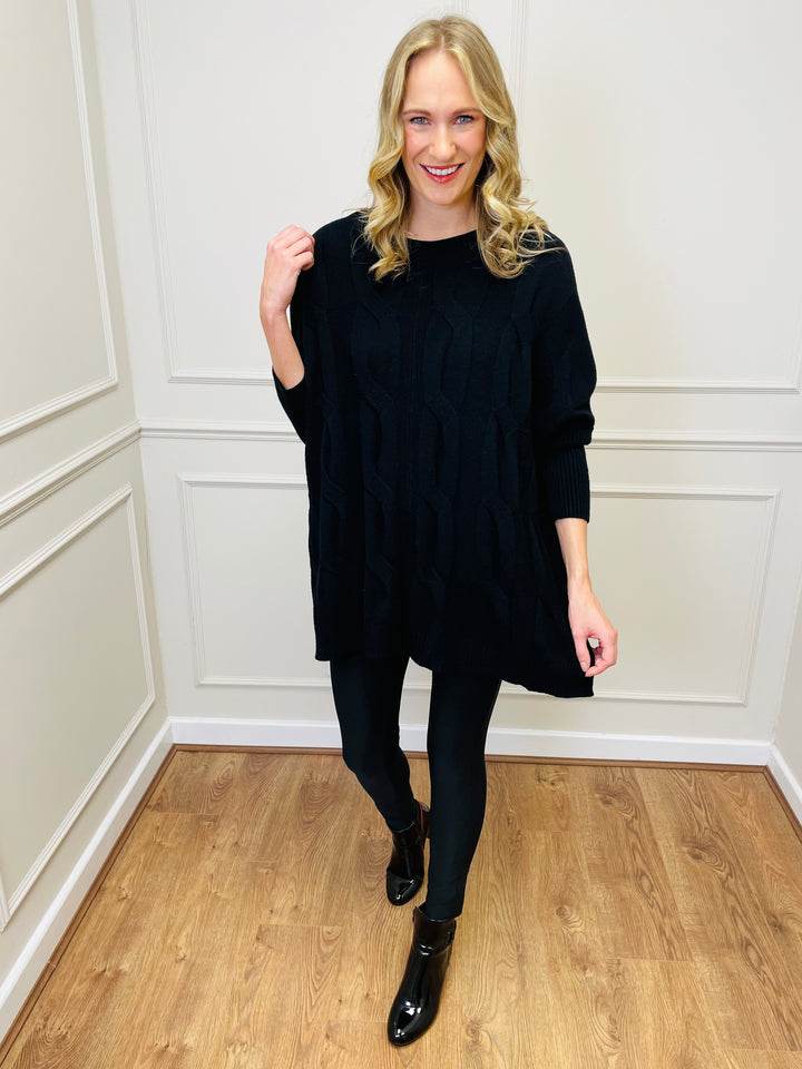 "LYDIA" Cable Knit Jumper-Black
