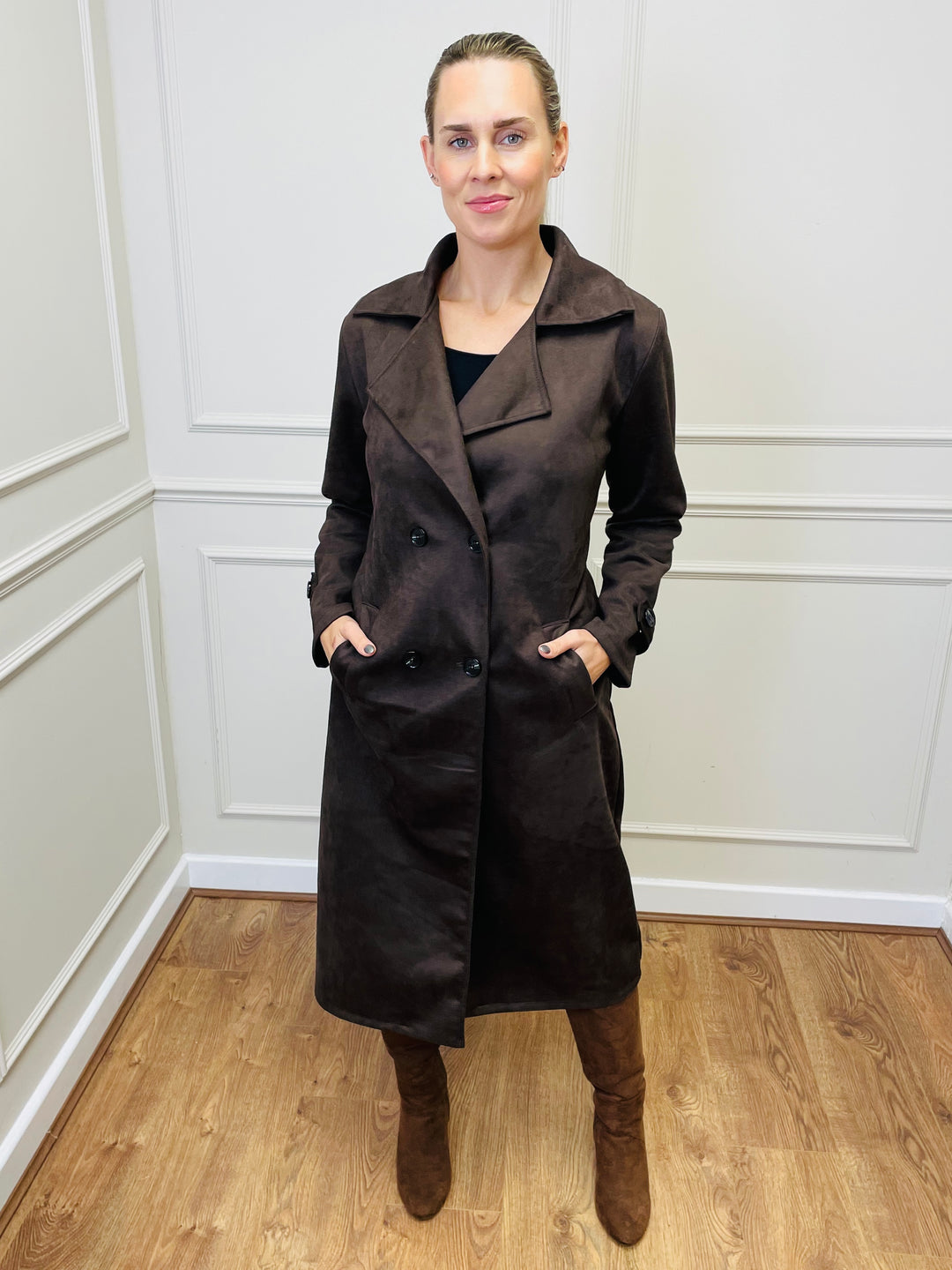 "CROSBY" Longline Jacket-Brown