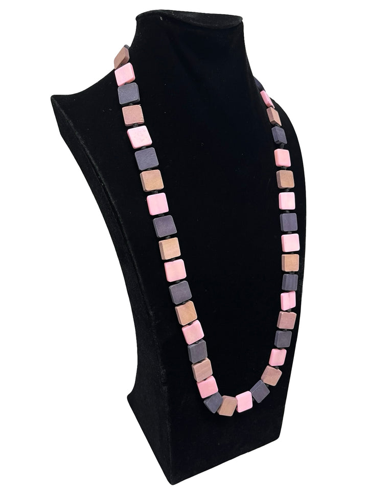 Long Statement Necklace-Pink