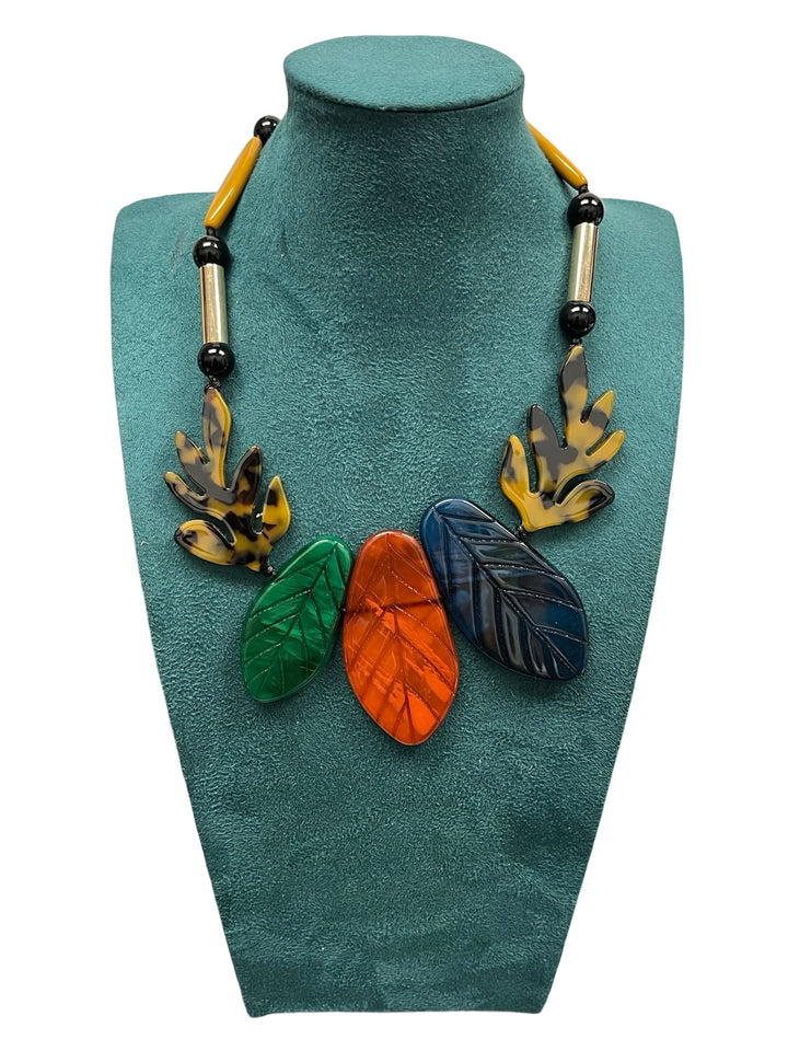 Tan Leaf Short Statement Necklace