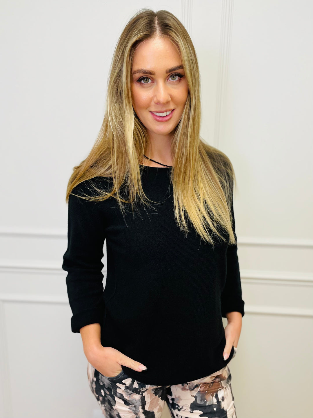 "MAGNOLIA" Fine Knit Jumper-Black