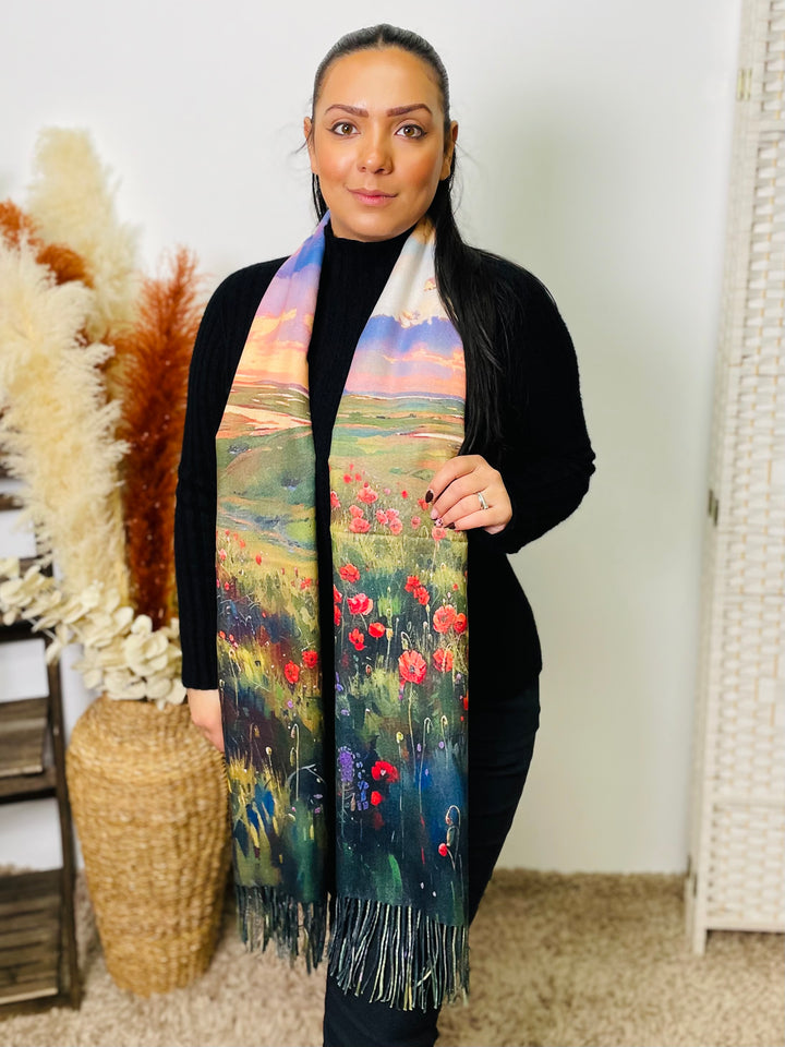 No.63 Artistic Print Scarf-Multicolour