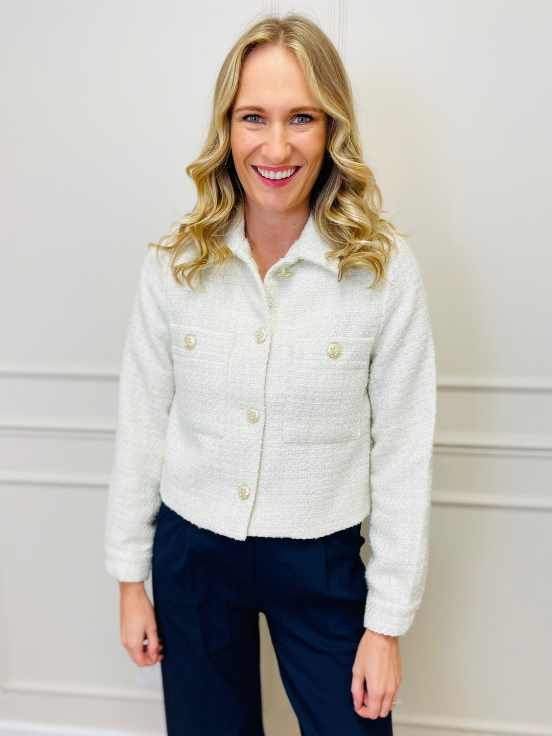 "EMILIA" Boucle Jacket-Ivory