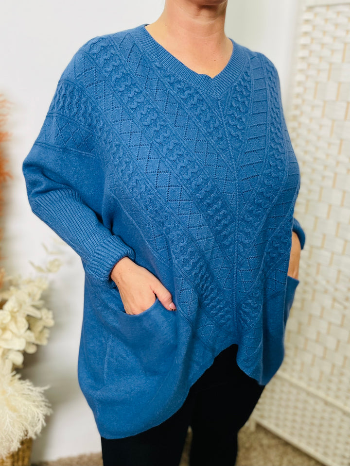 "SOFIA" Knitted Jumper-Blue