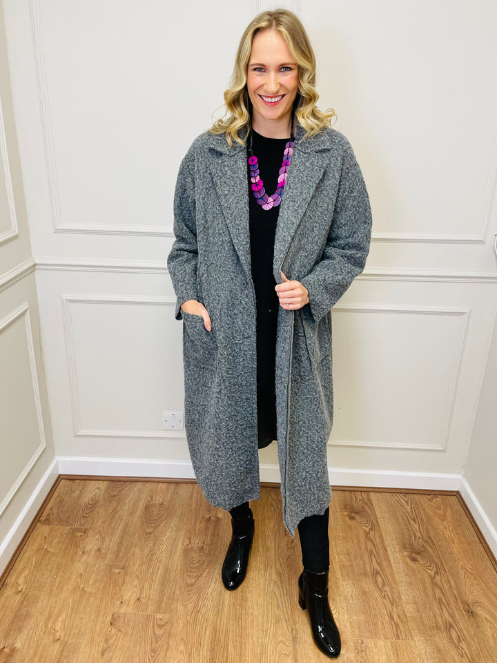 "JOSEPHINE" Longline Coat-Grey