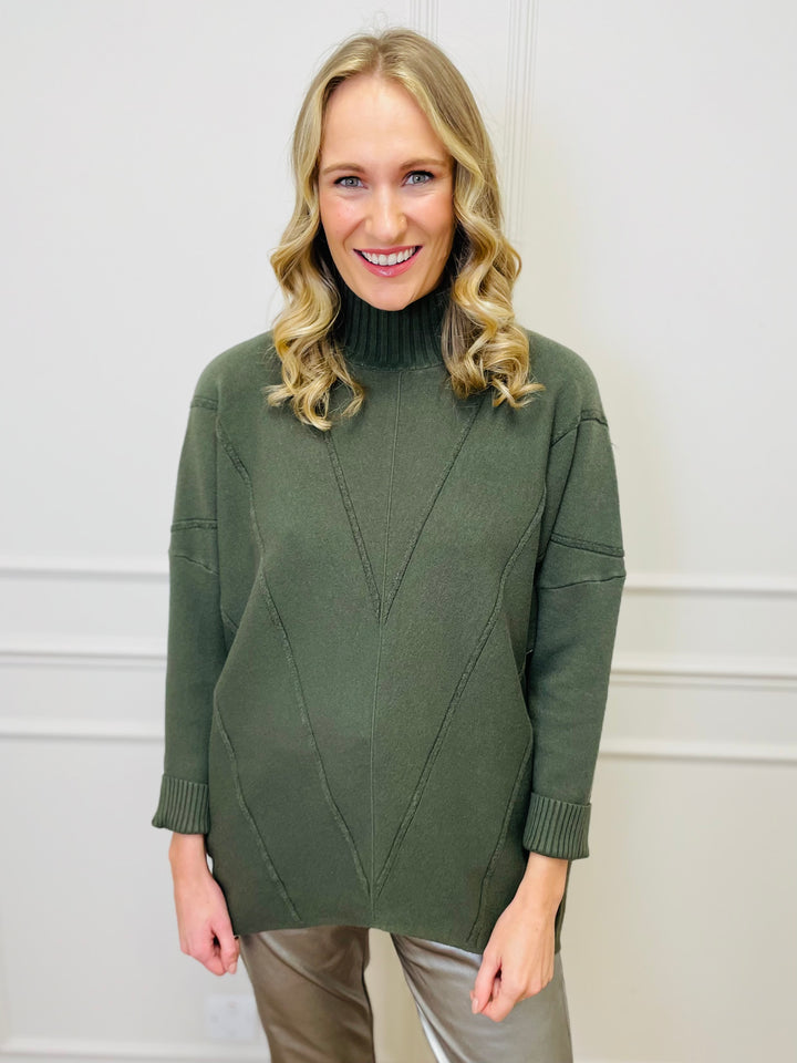 "BLAKE" Polo Neck Jumper-Green