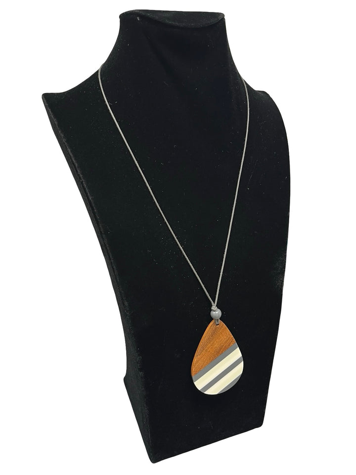 Long Necklace-Grey & Cream