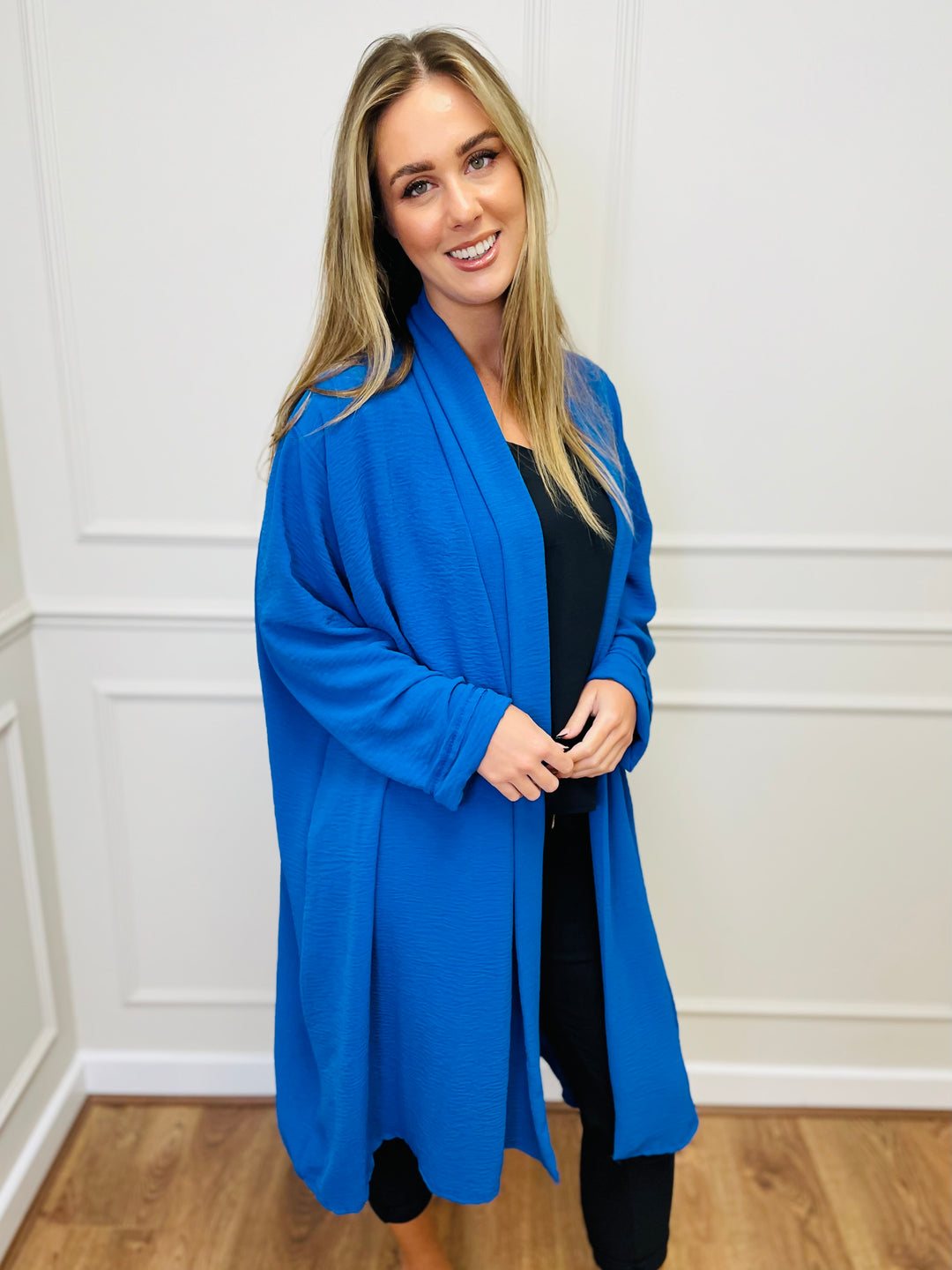 "ANDREA" Longline Jacket-Blue