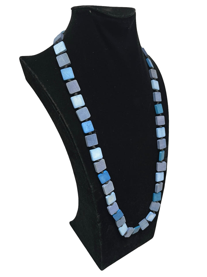 Long Statement Necklace-Blue