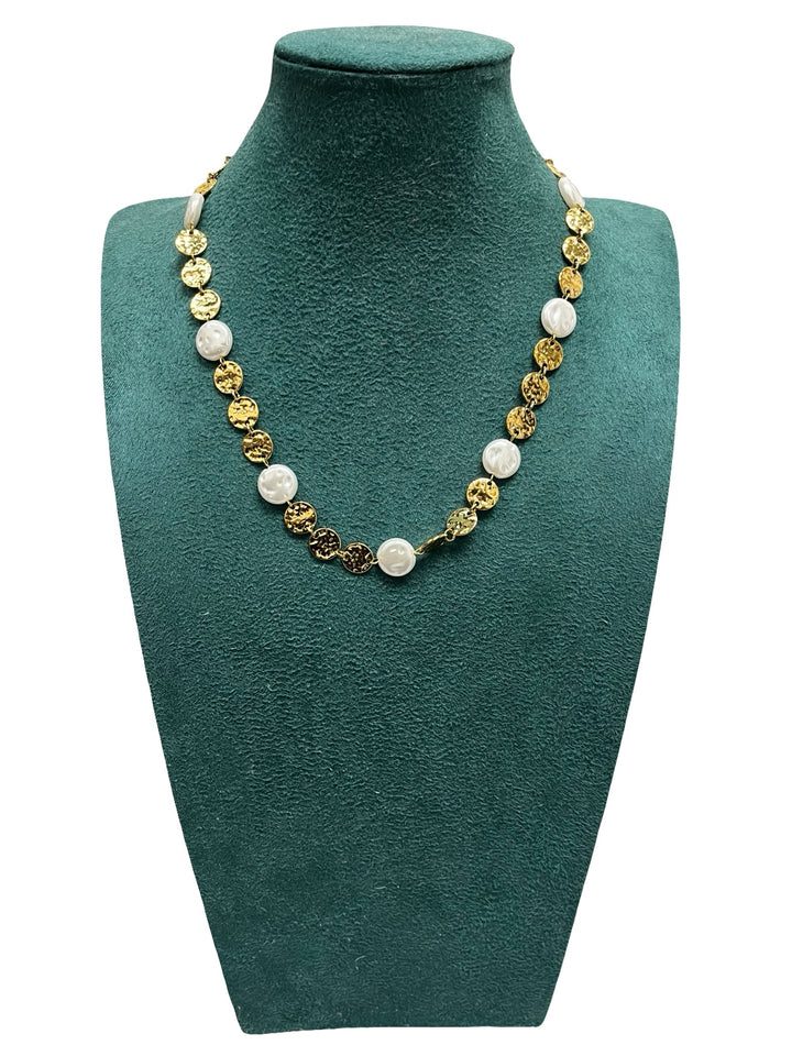 Pearl & Gold Heart Statement Necklace