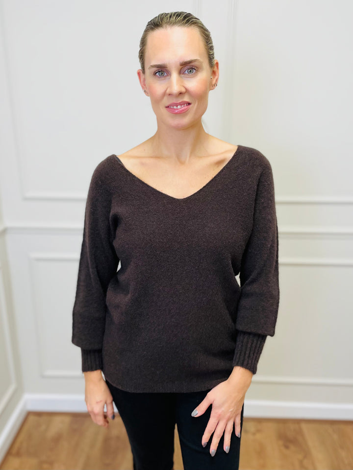 "SOPHIA" Fine Knit Jumper-Brown