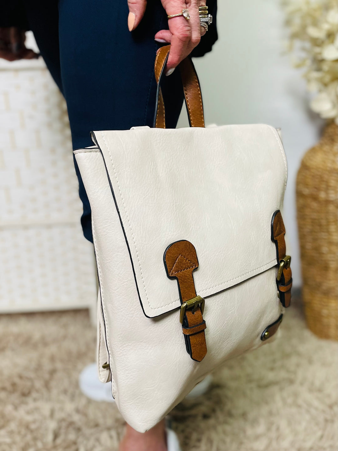 Satchel Backpack-Cream