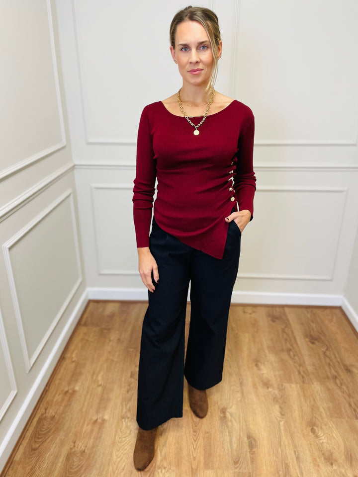 "ELOISE" Fine Knit Top-Wine