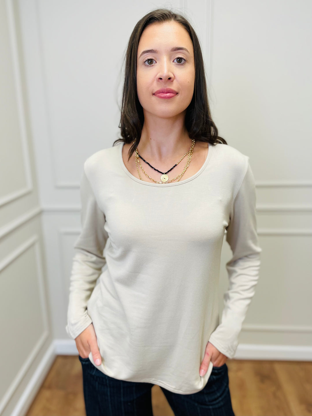 The Essential Long Sleeve "Magic" Vest-Cream