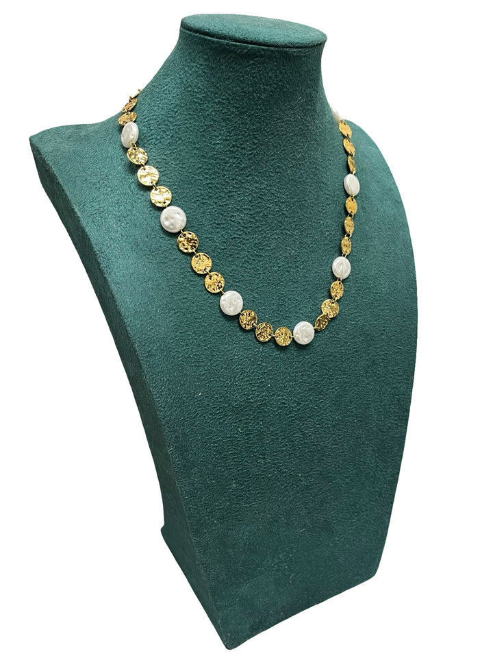 Pearl & Gold Heart Statement Necklace