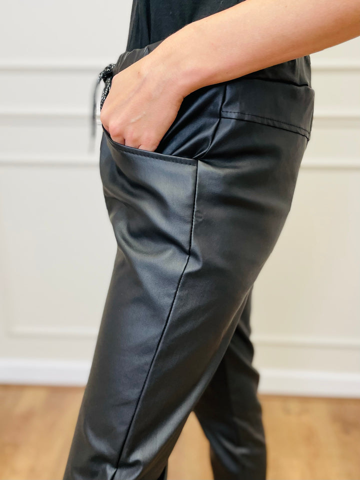 "CARMELA" Pleather Trouser-Black