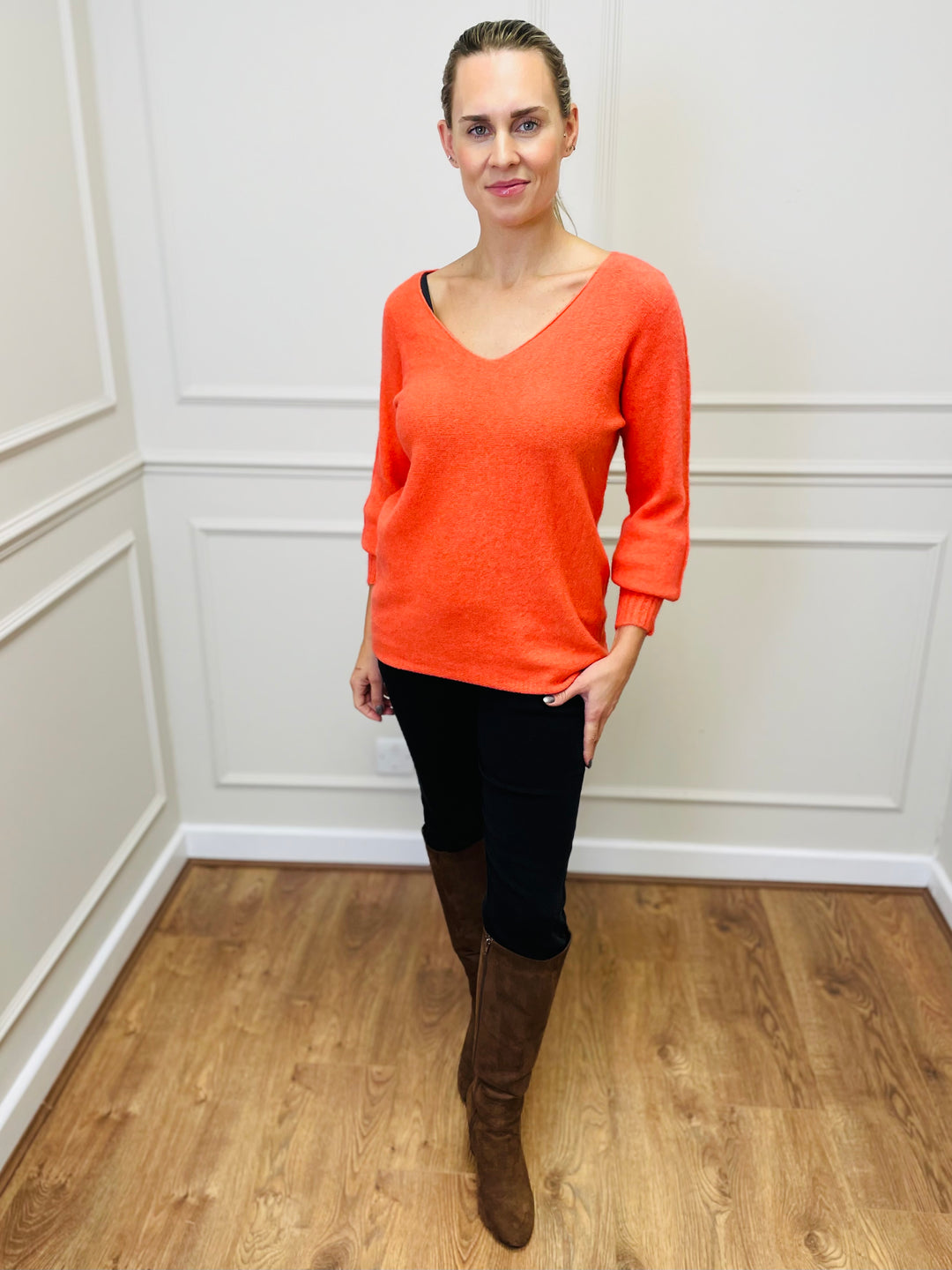 "SOPHIA" Fine Knit Jumper-Coral