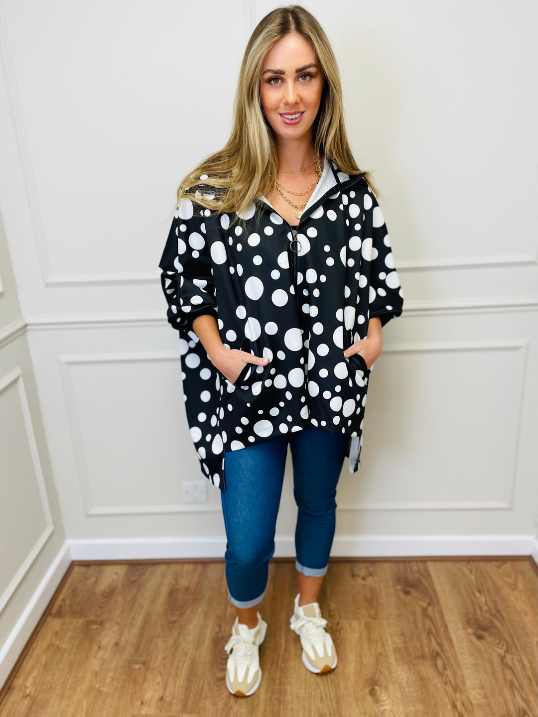 "CECE" PREMIUM COLLECTION Rain Coat-Black & White