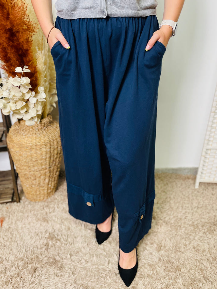 "GWEN" Wide Leg Cotton Trousers