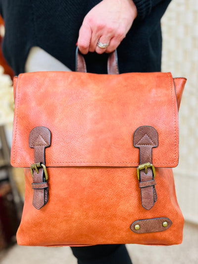 Satchel Backpack-Rust Orange