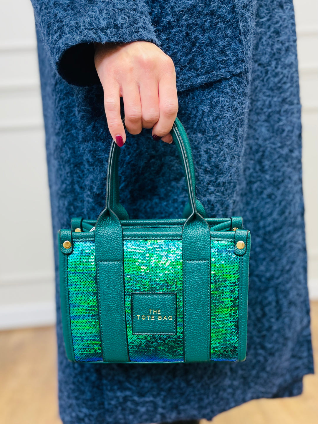 No.79 Mini Sequin Tote Bag-Green