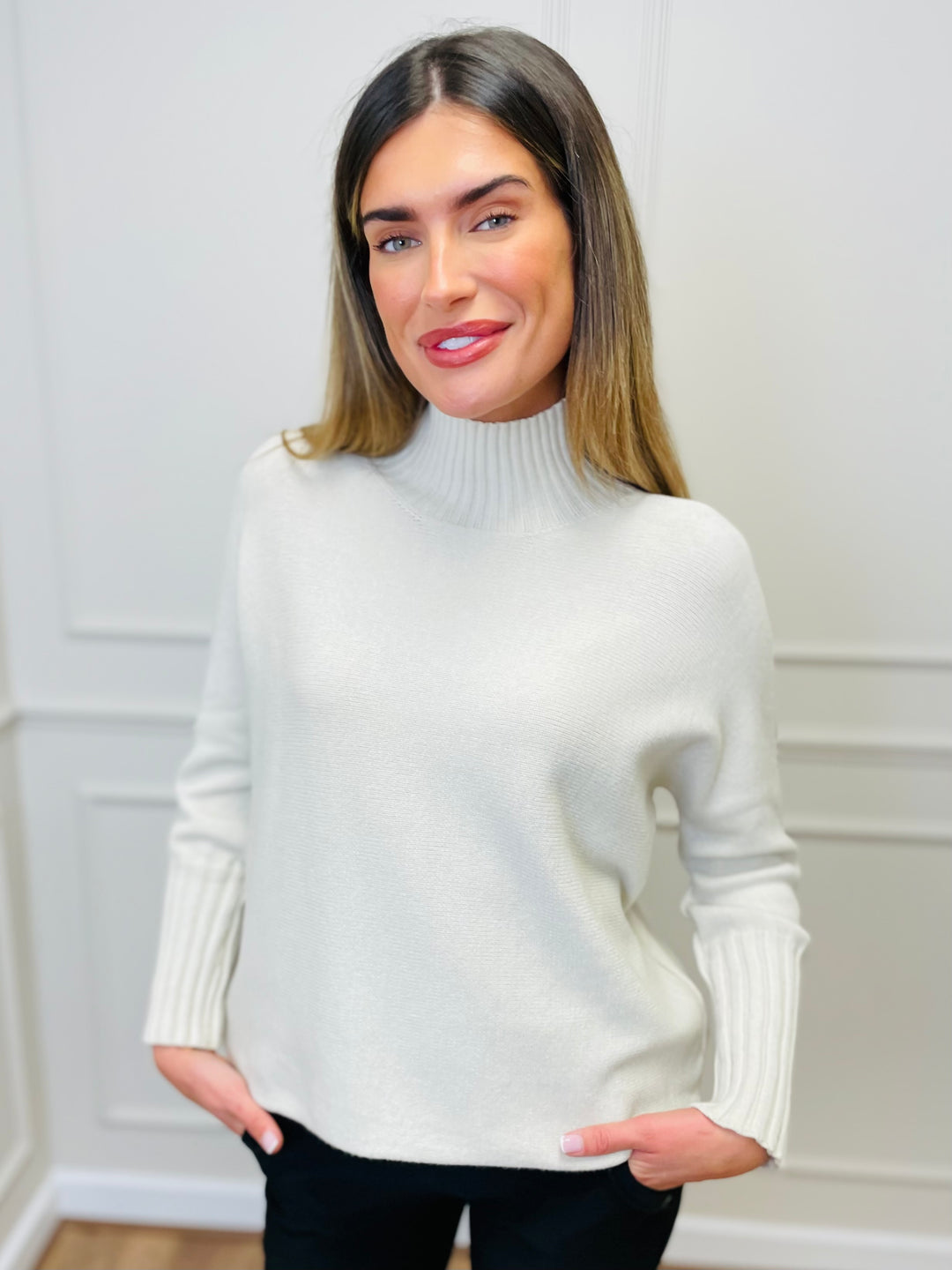 "AMANDA" Roll Neck Jumper-Cream
