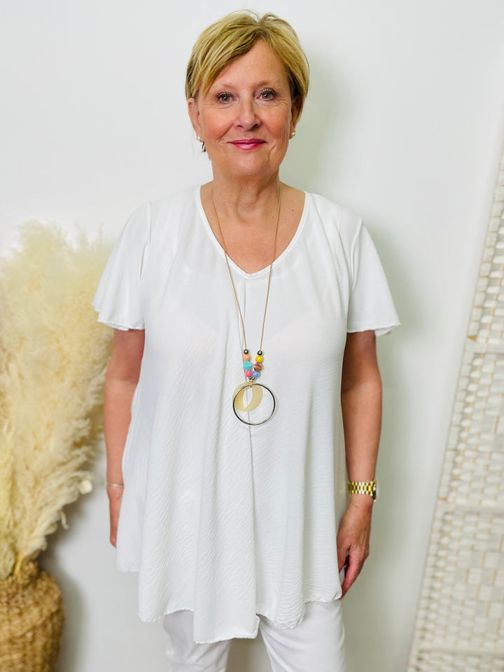 "DANIELA" Top With FREE Necklace-White