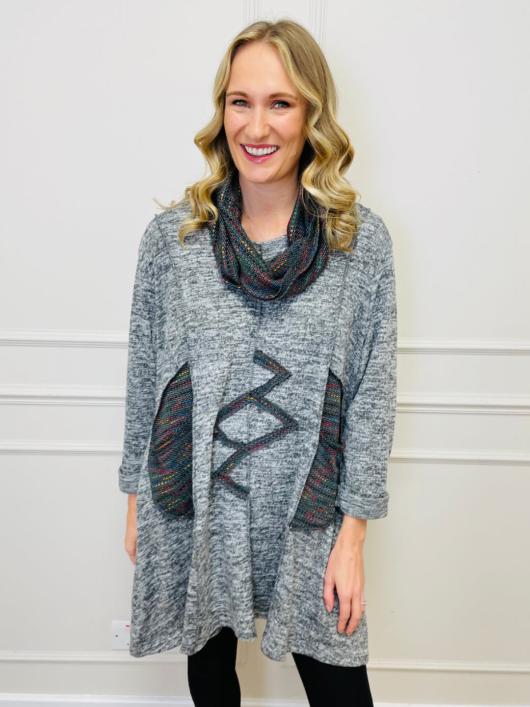"BIANCA" Tunic With Complimentary Scarf-Silver