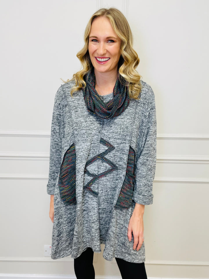 "BIANCA" Tunic With Complimentary Scarf-Silver