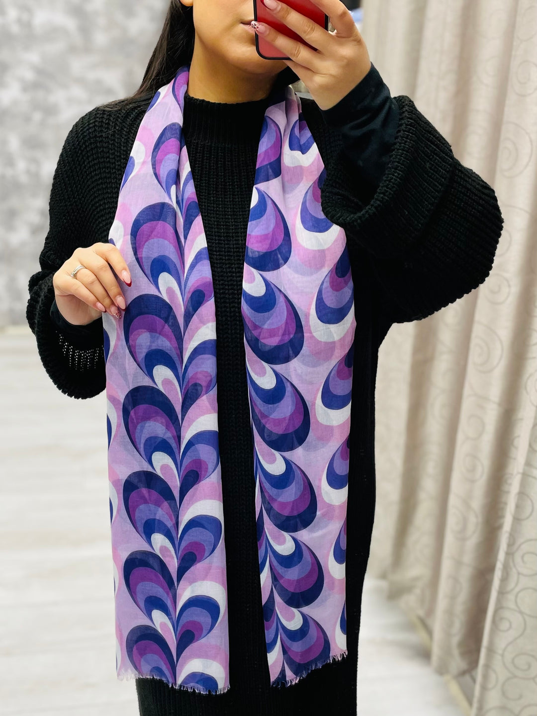 No.79 Heart Print Scarf-Lilac