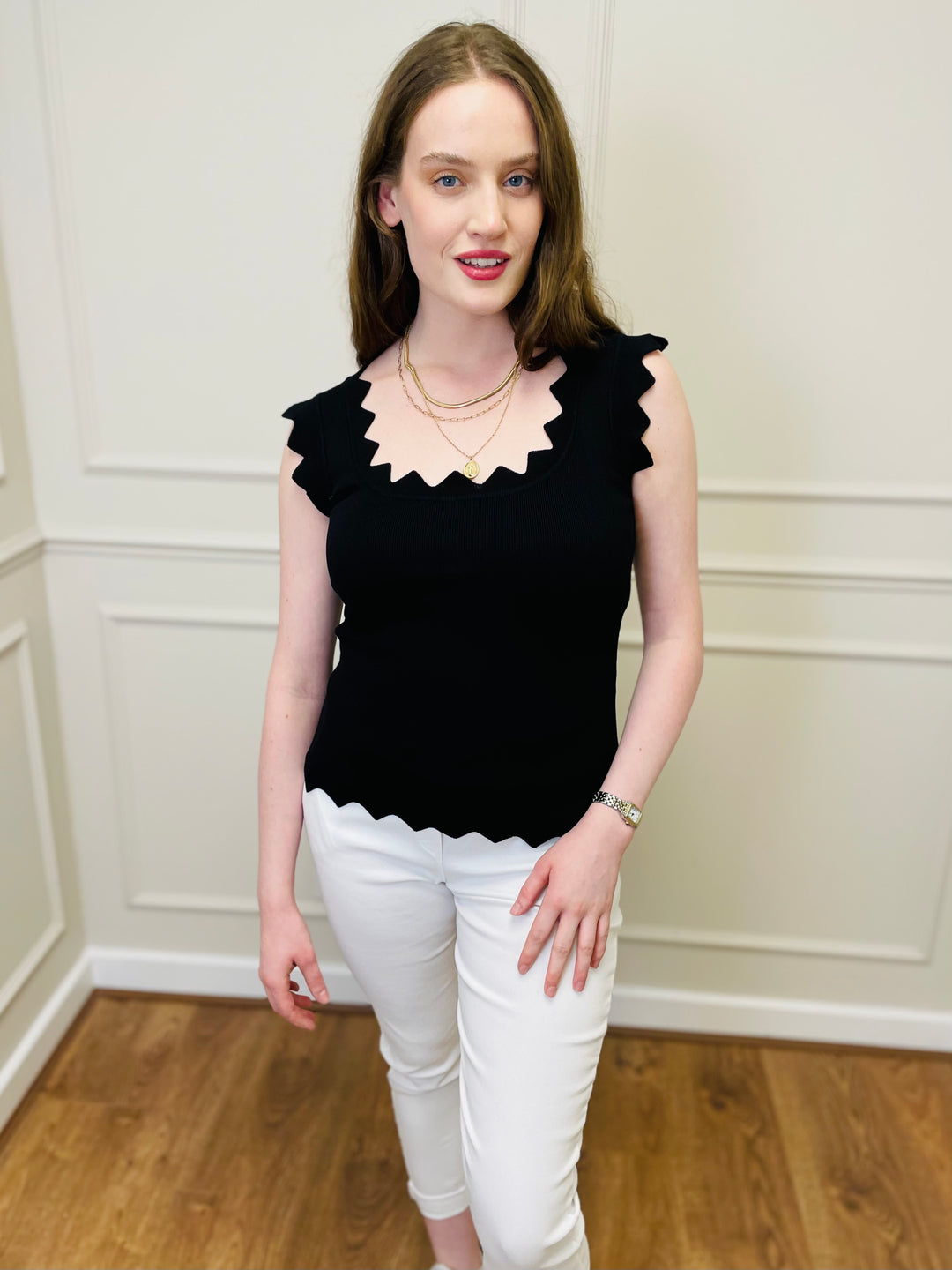 "CARLY" Vest Blouse-Black