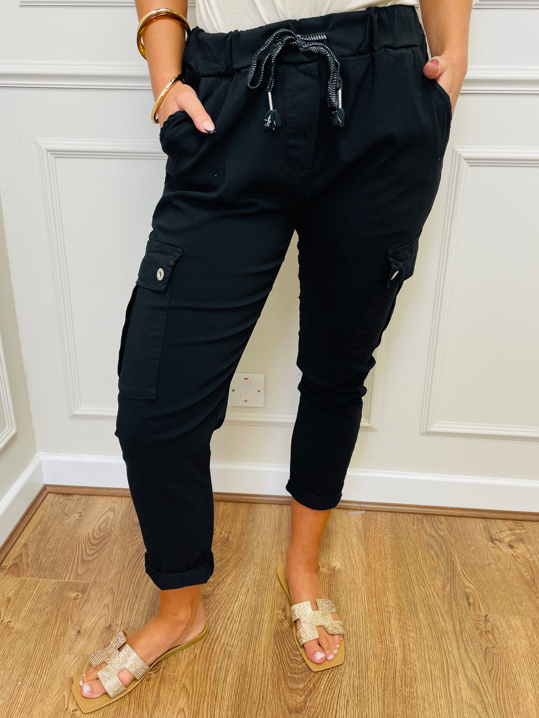 "CARMELA" Cargo MAGIC Trouser-Black