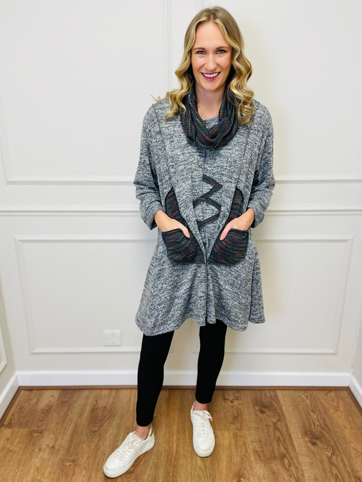 "BIANCA" Tunic With Complimentary Scarf-Silver