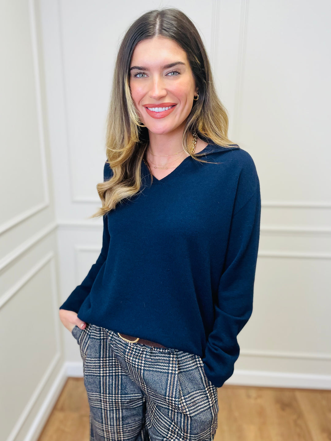 "NIKO" LUXURY Fine Knit Jumper-Navy