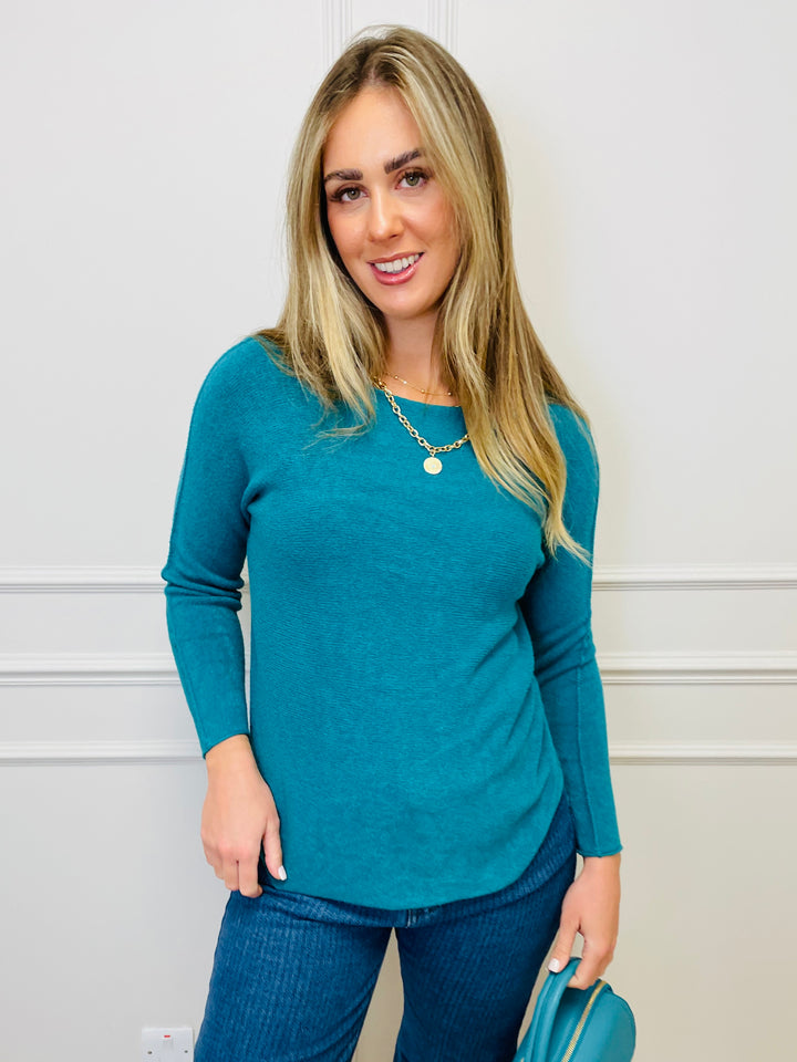 "MAGNOLIA" Fine Knit Jumper-Teal