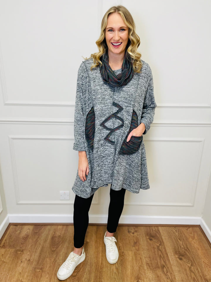 "BIANCA" Tunic With Complimentary Scarf-Silver
