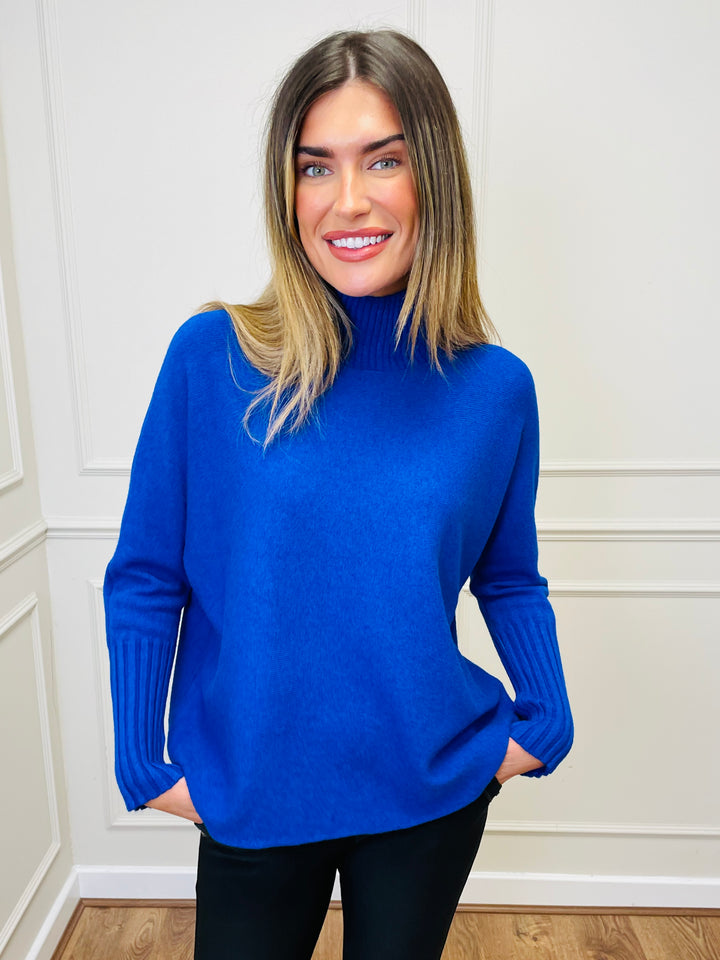 "AMANDA" Roll Neck Jumper-Blue
