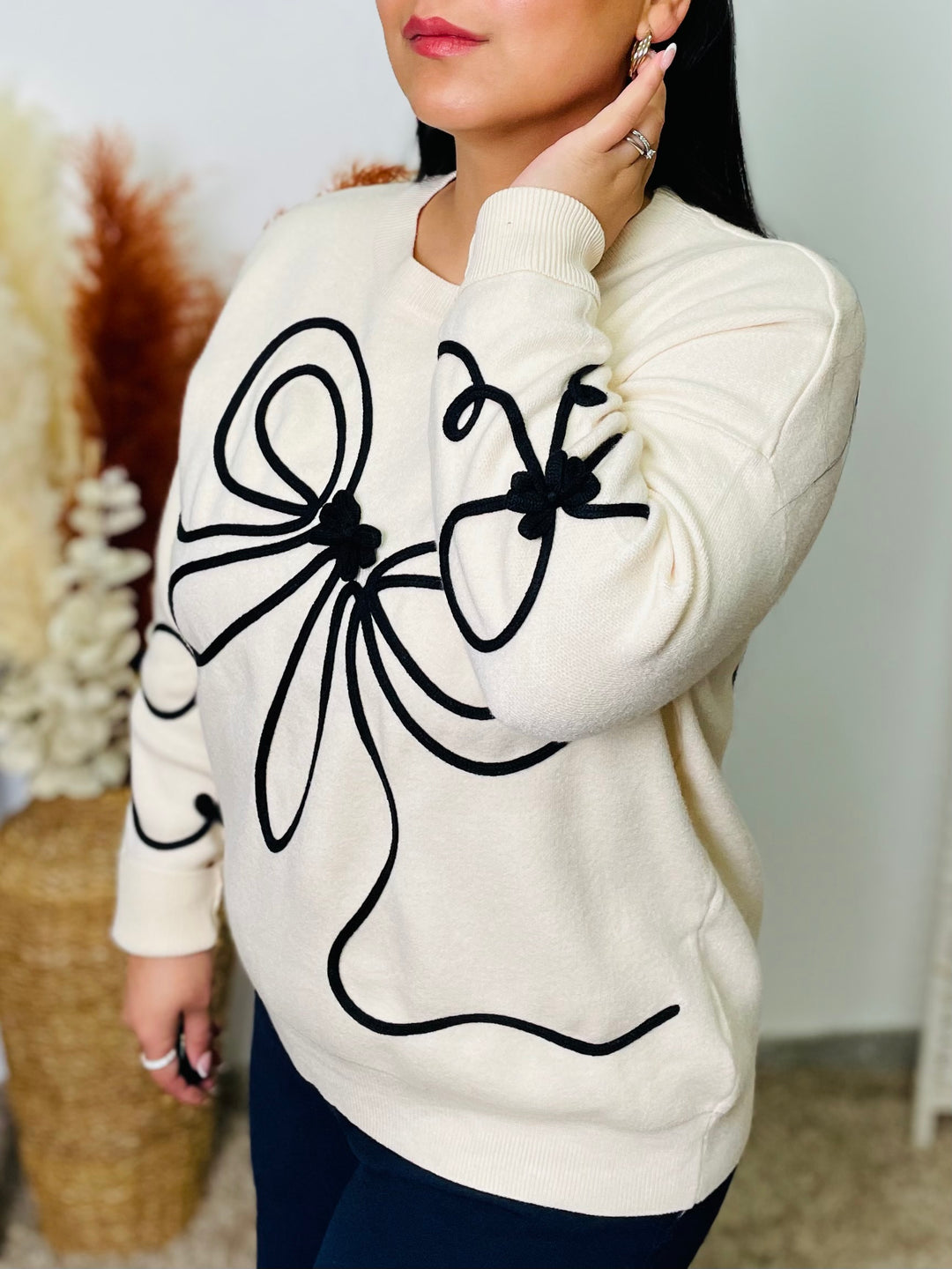 "ADELE" Bow Jumper-Cream