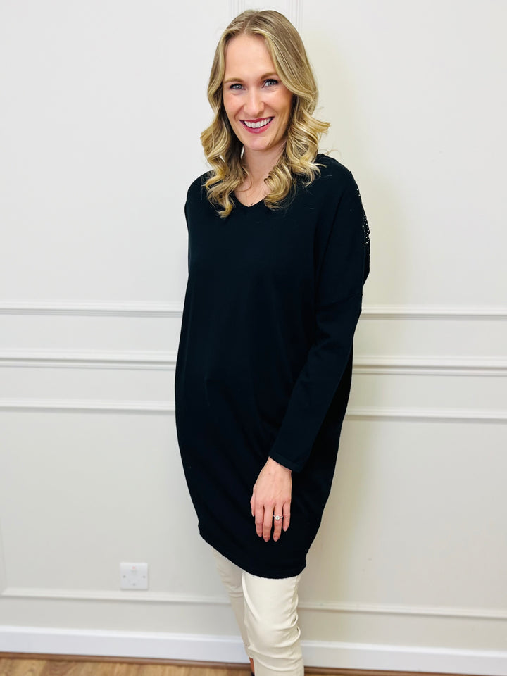 "RUTH” Embellished Tunic-Black
