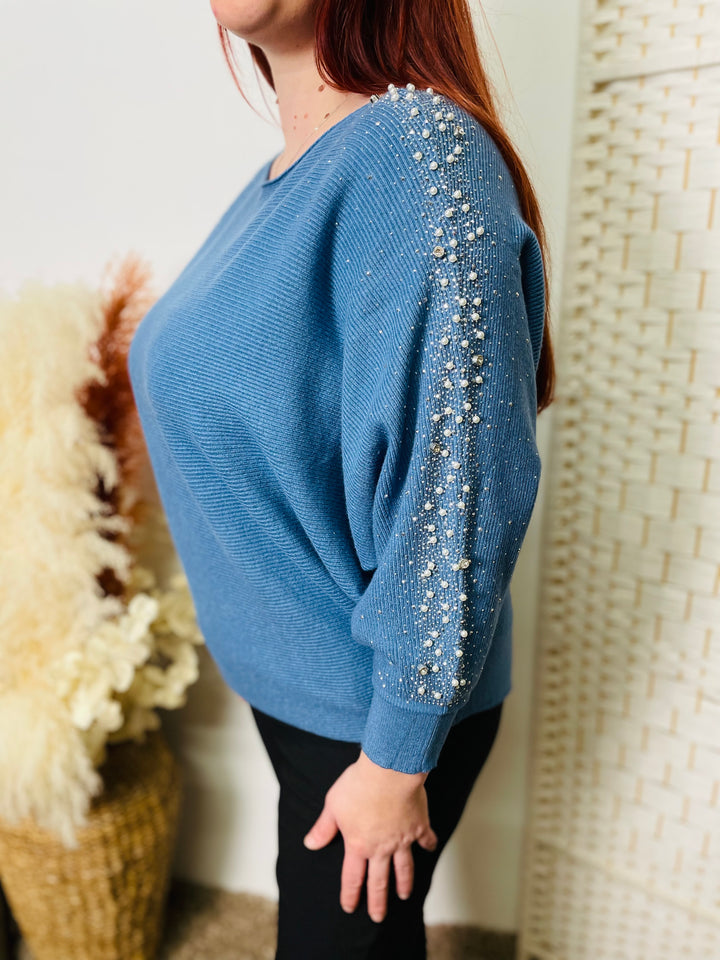 "MAYA" Pearl Jumper-Denim