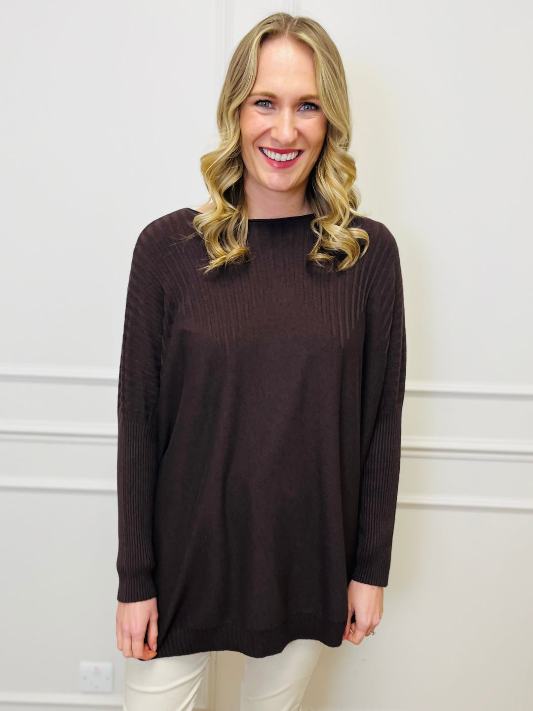 "JESSIE" Basic Soft Jumper-Brown