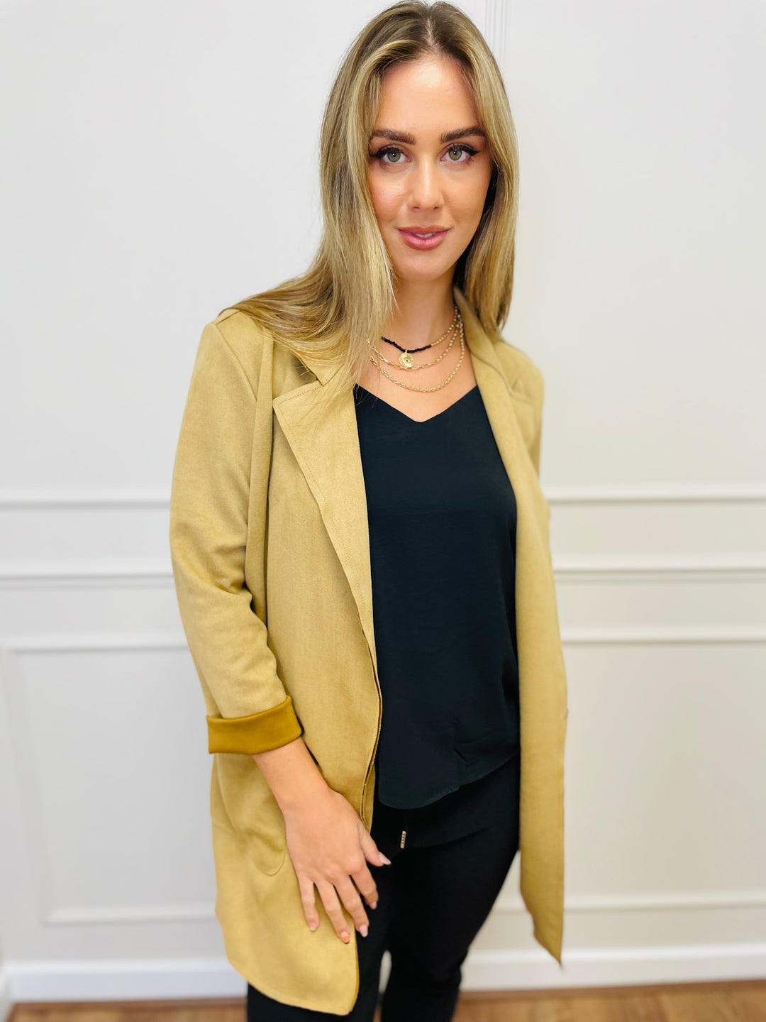 "CROSBY" Mid Length Jacket-Camel