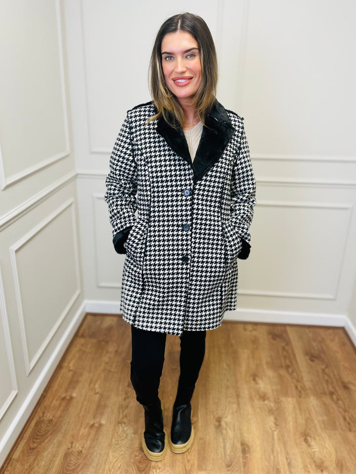 "SAMIRA" Houndstooth Coat-Black & White