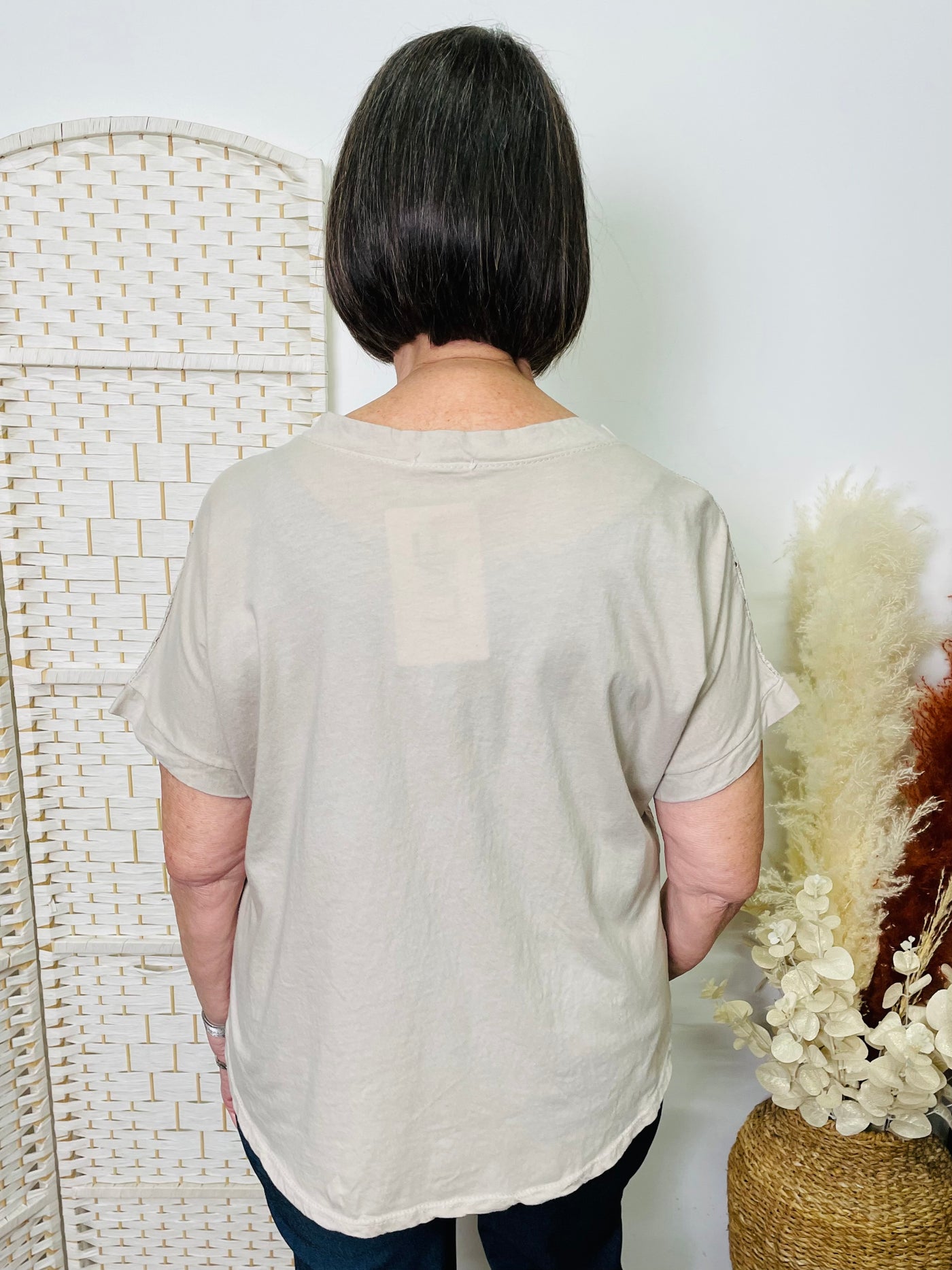 "PEONY” Broderie T-Shirt-Stone