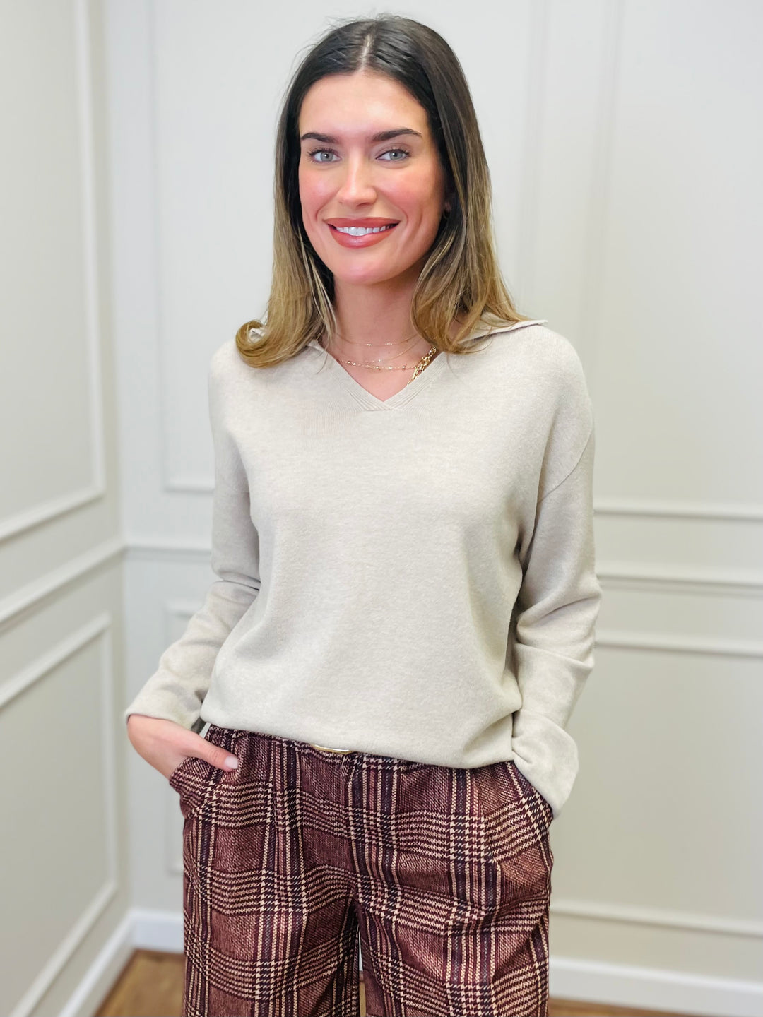 "NIKO" LUXURY Fine Knit Jumper-Sand