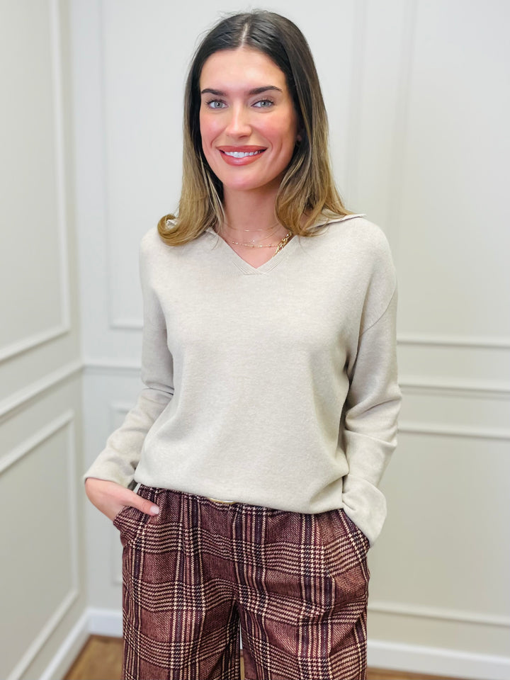 "NIKO" LUXURY Fine Knit Jumper-Sand