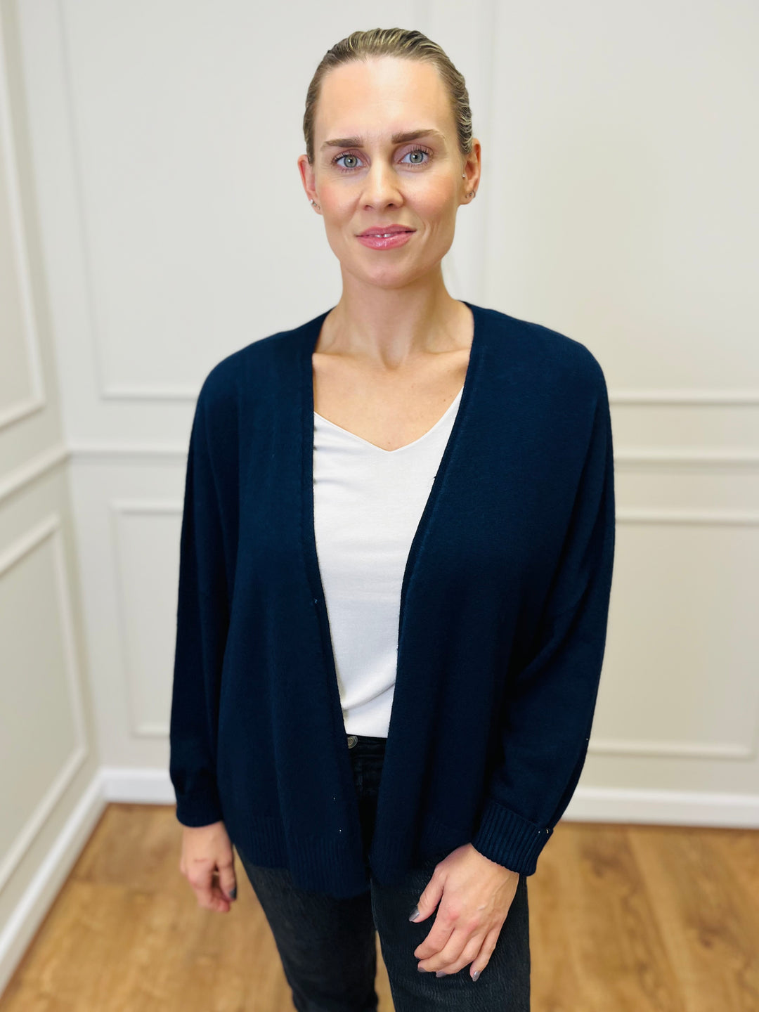 "MILA" Soft Knit Cardigan-Navy