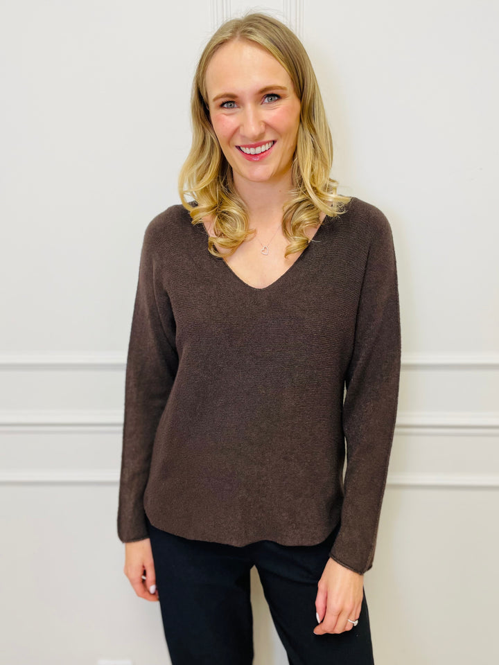 "MAGNOLIA" Fine Knit Jumper-Brown