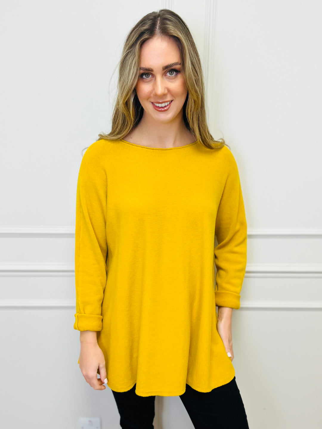 "GEORGIA" Basic Soft Jumper-Mustard